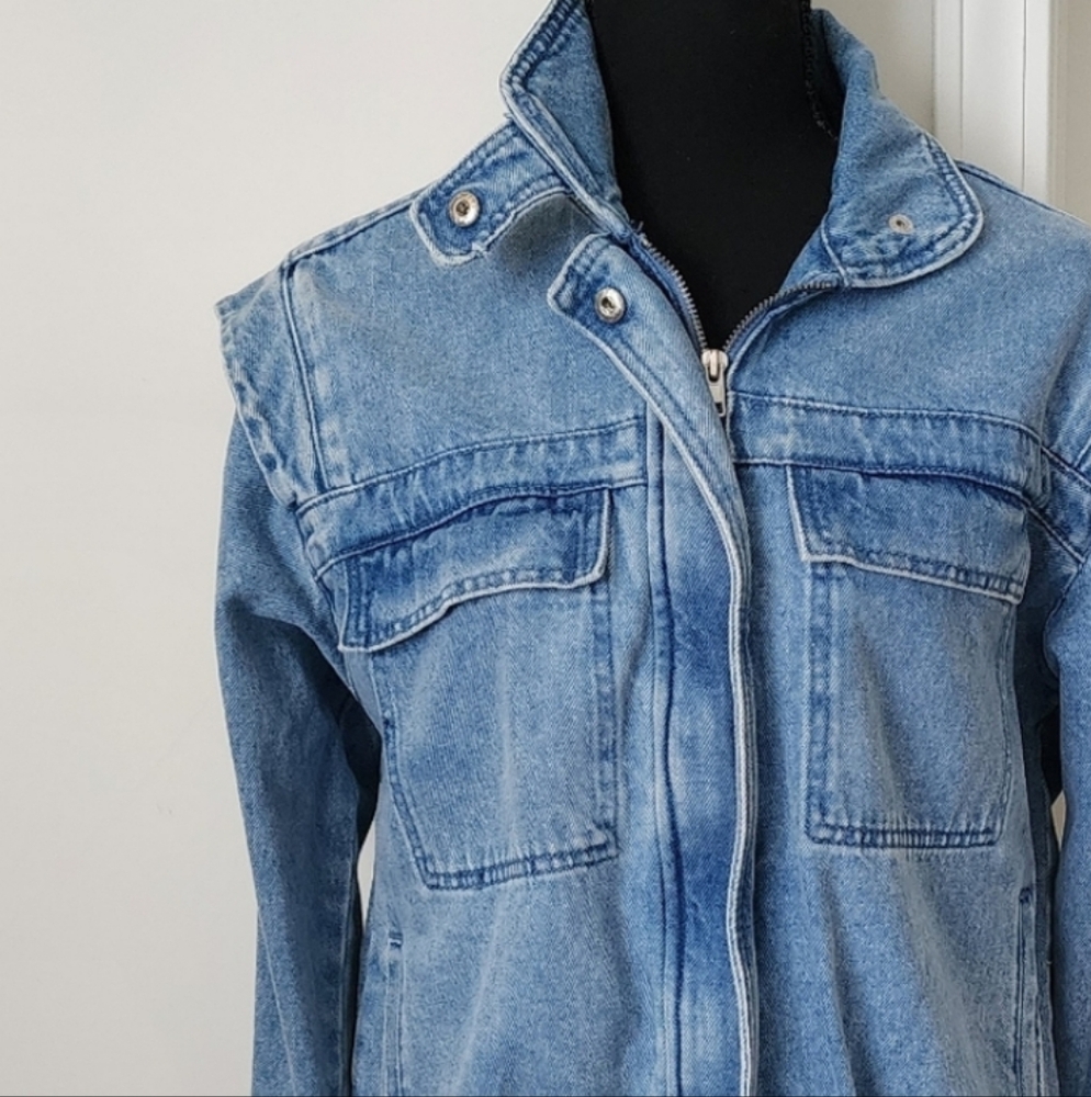 Denim Moto Jacket Womens Size S Cotton Western Biker Grunge Forever 21